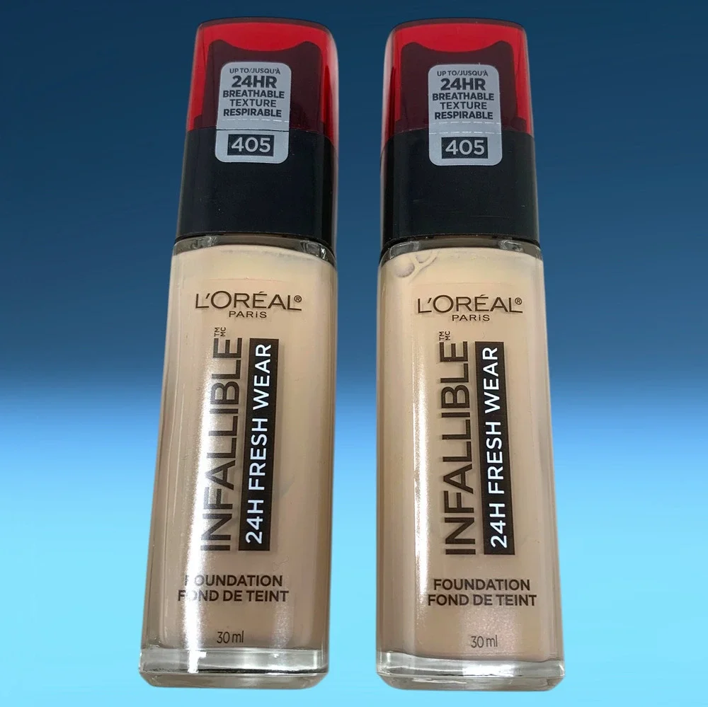 Lot of 2 New L'Oreal Infallible 24H Fresh Wear Foundation 405 Porcelain NIB